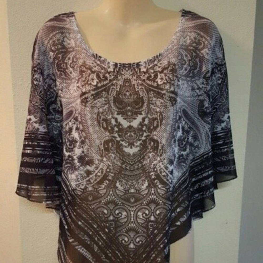 Whute and Gray Overlayer Top